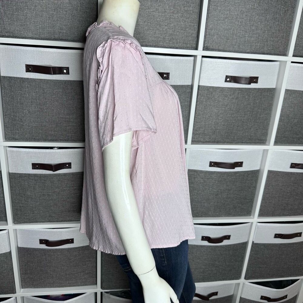Bohme Ruffle Short Sleeve Top in Rose Size Small - Picture 10 of 16